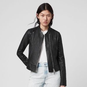 All Saints Black leather jacket sz 10
